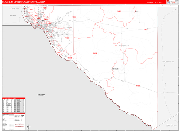 El Paso Metro Area Wall Map